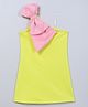 Taffykids Knit Sleeveless Bow Applique Detailed Dress - Yellow & Pink