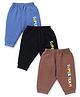 Zero Knit Full Length Fleece Pants with Superteam Text Print Pack of 3 - Black Brown & Royal Blue