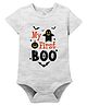 Zeezeezoo 100% Cotton Knit Halloween Theme Half Sleeves My First Boo Text Printed Onesie - White & Melange
