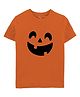 Zeezeezoo 100% Cotton Knit Halloween Theme Half Sleeves Pumpkin Face Printed Tee - Orange