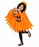 Sarvda Halloween Pumpkin Batwing Ponchu Costume with Hood & Pumpkin Basket for Kids - Orange