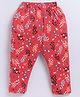 Parrot Crow Cotton Knit Abstract Printed Pajama - Red