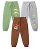 KAVEE Pure Cotton Knit Pack Of 3 Animal & Typography Printed Bio Washed Lounge Pants - Olive Green Grey & Brown