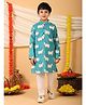 Kinder Kids Cotton Woven Full Sleeves Cow Printed Kurta Pyjama Set - Blue