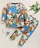 Little Marne Cotton Blend Knit Full Sleeves Jungle Theme  Printed Night Suit Set - Multi Colour