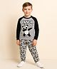 Little Marine Cotton Blend Knit Full Sleeves Panda Printed Tee & Pant Set - Grey & Black