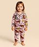 Little Marine Knit Full Sleeves Cat Printed Night Suit Set - Multi Colour