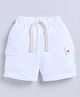 Little Ninja Cotton Knit Solid Cargo Shorts - White