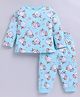 Snuggly MONKEY Cotton Jersey Knit Full Sleeves Unicorn Printed Night Suit Set - Light Blue