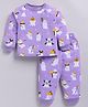 Snuggly MONKEY Cotton Jersey Knit Full Sleeves Poltergeist Printed Night Suit  Set - Purple
