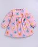 Snuggly MONKEY 100% Cotton Woven Full Sleeves Floral Printed Dress - Pink