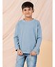 Taatoom Cotton Knit Full Sleeves Solid Light Winter Sweatshirt - Blue