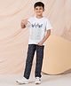 Taatoom Cotton Knit Half Sleeves Awesome Text Printed Tee & Pant Set - Off White