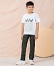Taatoom Cotton Knit Half Sleeves Awesome Text Printed Tee & Pant Set - Off White