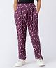Taatoom Cotton Knit Floral  Printed Pant - Purple