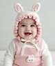 Ziory Woollen Knit Bunny Ears & Teddy Bear Applique Detailed Cap - Off White - Circumference - 46-50 Cm
