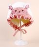 Ziory Woollen Knit Teddy Bear Face Designed & Ear Applique Detailed Cap - Off White & Pink - Circumference - 46-50 Cm