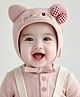Ziory Wool Knit Baby Cat & Bow Applique Detailed Cap - Pink - Circumference - 46 - 50 Cm