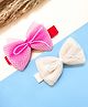 Little Peas Set Of 2 Bow Applique Detailed Beads Embellished Headband - Dark Pink & Yellow