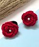 Little Peas Crochet Floral Applique Detailed With Pearl Embellished Rubber Bands - Red