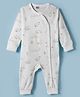 Ben Benny Interlock Knit Full Sleeves Romper With Animal Print - White