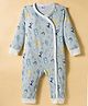 Ben Benny Interlock Knit Full Sleeves Romper With Animal Print - Light Blue