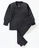 The Boo Boo Club Cotton Blend Knit Full Sleeves Ribbed Thermal Set - Black