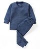 The Boo Boo Club Cotton Blend Knit Full Sleeves Ribbed Thermal Set - Blue