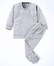 The Boo Boo Club Cotton Blend Knit Full Sleeves Ribbed Thermal Set - Grey