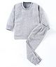 The Boo Boo Club Cotton Blend Knit Full Sleeves Ribbed Thermal Set - Grey