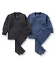 The Boo Boo Club Cotton Blend Knit Pack Of 2 Full Sleeves Ribbed Thermal Set - Black & Blue