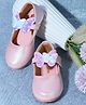 Mine Sole Sequins Embellished Butterfly  Applique Detailed Velcro Closure Mary Jane Ballerina -Pink Colour