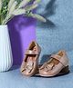 Mine Sole Bow Glitter Applique Detailed With Velcro Closure Mary Jane Ballerinas - Rose Gold