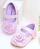 Mine Sole Floral Applique Detailed & Holographic With Velcro Closure Mary Jane Ballerinas - Violet