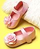 Mine Sole Floral Applique Detailed & Holographic With Velcro Closure Mary Jane Ballerinas - Blush Pink