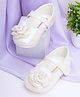 Mine Sole Floral Applique Detailed & Holographic With Velcro Closure Mary Jane Ballerinas - White