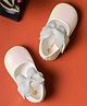 Mine Sole Shimmered Bow Applique Detailed Mary Jane Ballerinas - Silver