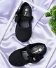 Mine Sole Shimmered Bow Applique Detailed Mary Jane Ballerinas - Black