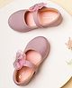 Mine Sole Shimmered Bow Applique Detailed Mary Jane Ballerinas - Pink