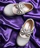 Mine Sole Shimmered Bow Applique Detailed Mary Jane Ballerinas - Silver
