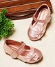 Mine Sole Bow Applique Detailed & Foil Printed With Velcro Closure Mary Jane Ballerinas - Pink
