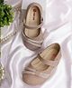 Mine Sole Rhinestones Embellished With Velcro Closure Mary Jane Ballerinas - Rose Gold