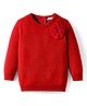 Babyoye 100% Cotton Knit Full Sleeves Pullover Sweater with Floral Applique - Red