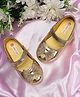 Mine Sole Bow Applique Detailed & Foil Checked With Velcro Closure Mary Jane Ballerinas - Gold