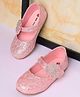Mine Sole Butterfly Applique Detailed & Rhinestones Embellished With Velcro Closure Mary Jane Ballerinas - Pink