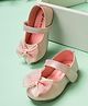 Mine Sole Bow Applique Detailed Pearl Embellished Velcro Closure Ballerinas - Pink