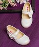 Mine Sole Textured & Bow Applique Detailed With Velcro Closure Mary Jane Ballerinas - White