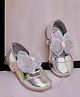Mine Sole Bow Applique Detailed Stones Embellished Mary Jane Ballerinas - Silver