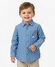 Pranava Organic Cotton Woven Full Sleeves Rainbow Embroidered Shirt - Blue