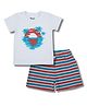 Pranava Organic Cotton Knit Half Sleeves  Beach Theme Printed Tee & Shorts Set - White